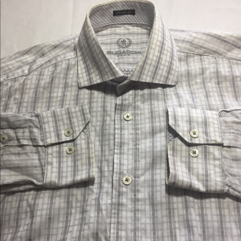 Bugatchi uomo button down shirt men's medium